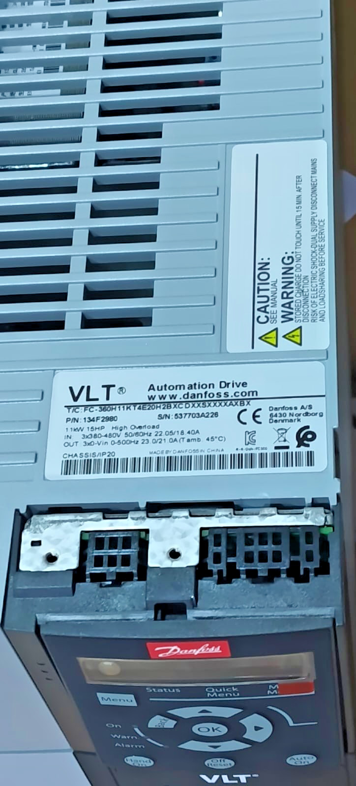 1PC-Danfoss 134F2980 Frequency converter VFD 11KW/15HP/380-480VAC- Brand New