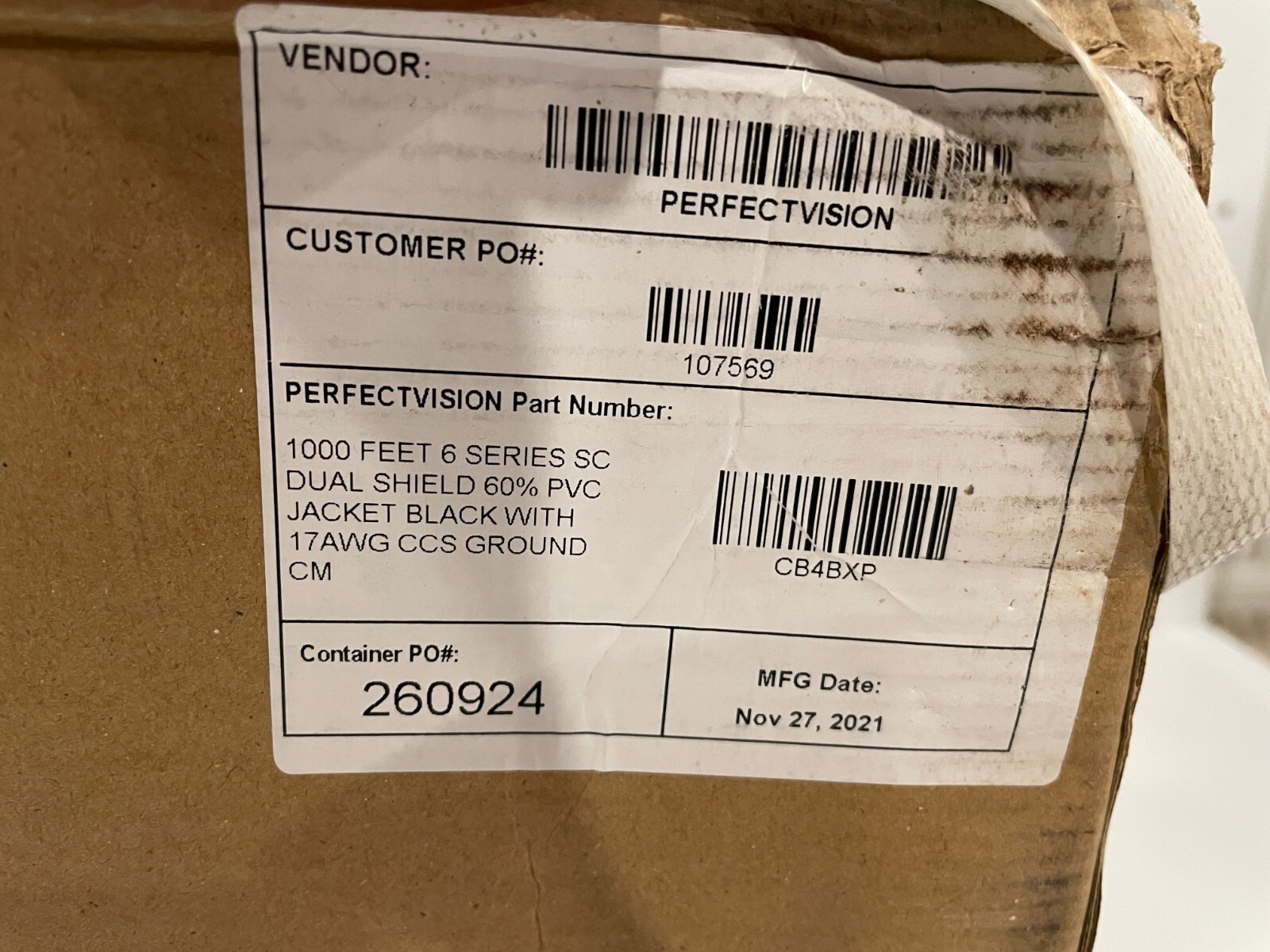 1000Ft Perfect Vision 6Series SC Dual Shield 60% PVC Jacket 18 AWG – NEW
