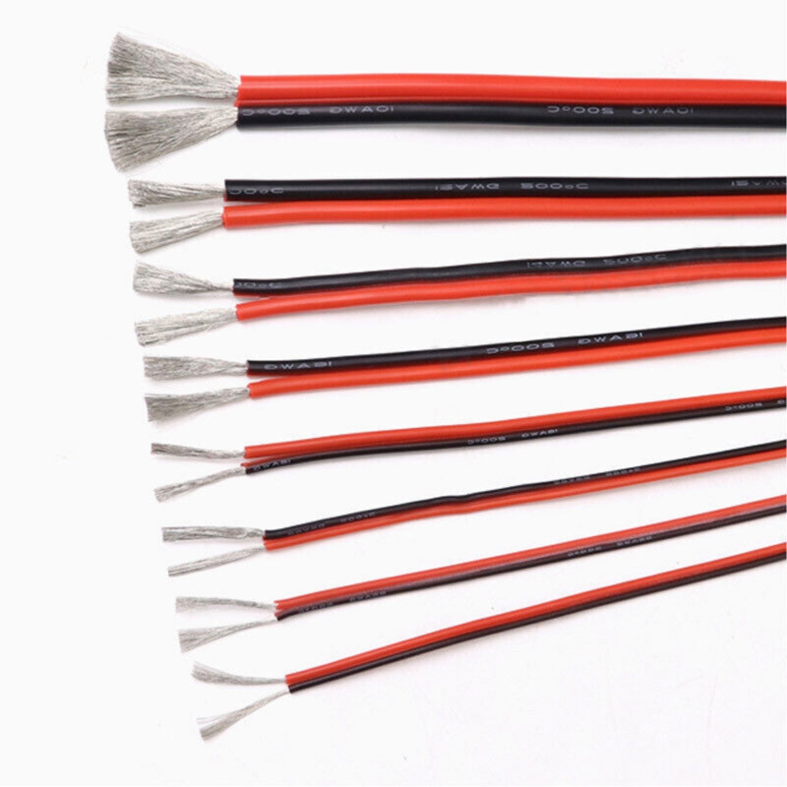 2Pin Red&Black Silicone Wire 10AWG-24AWG Extra Soft Silicone Cable Tinned Copper