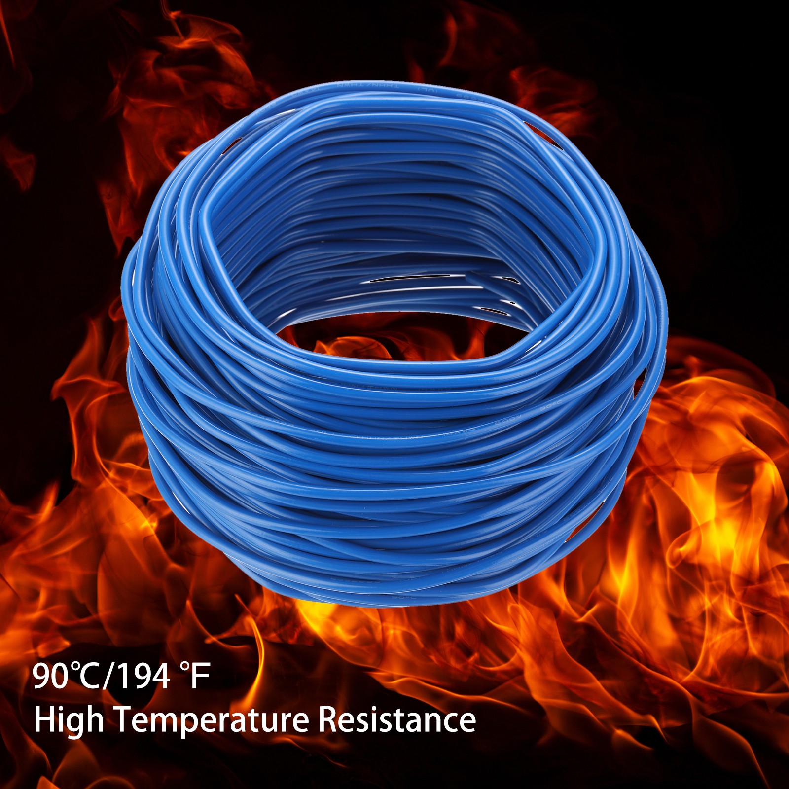 75 Feet Electrical Wire Insulated Solid Copper 14 AWG THHN Wire UL listed,Blue