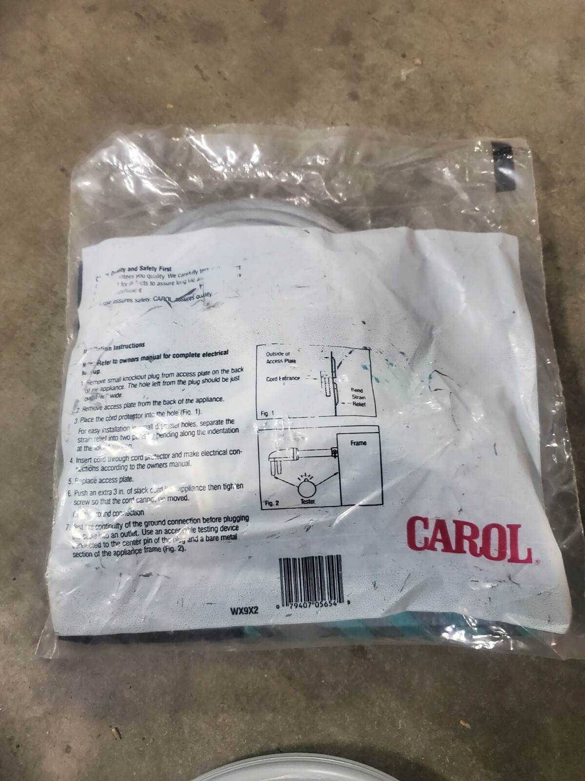 Dryer Cord 4′ MFG by Carol 05654-62-10 3 Conductor New in Package