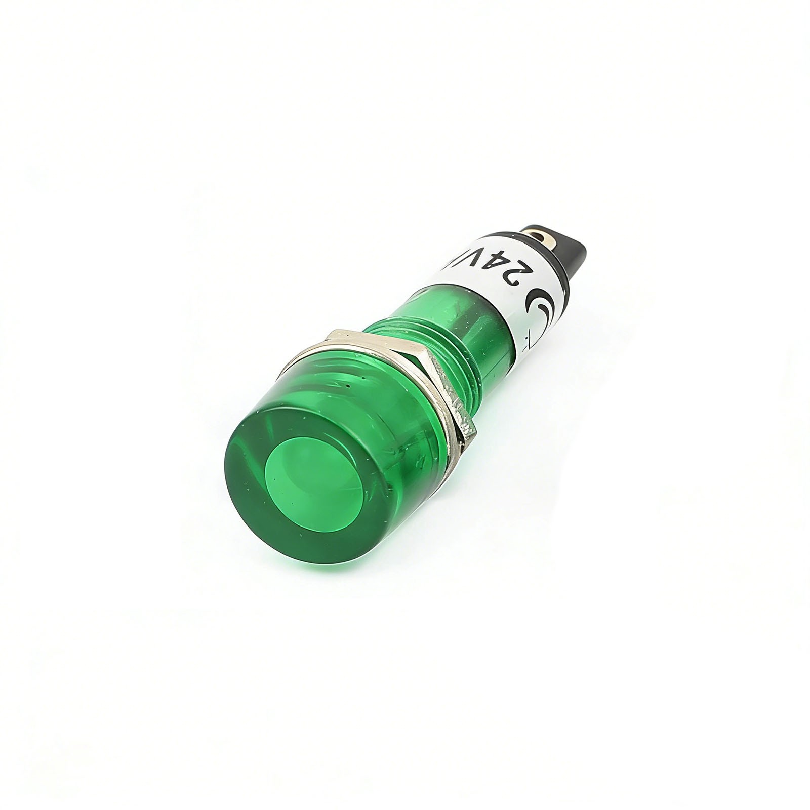 10 Pcs AC/DC 24V 2 Terminals Green Light Signal Threaded Indicator Lamp