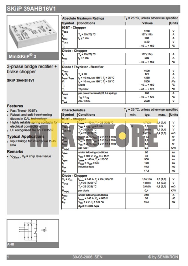 1PCS Brand New SEMIKRON Module SKIIP39AHB16V1 Quality Assurance 100%