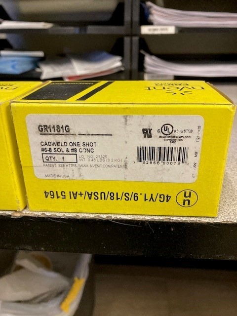 CADWELD GR1181G ONE SHOT CABLE TO GROUND WIRE #6-#8 SOLID (Lot of 2)