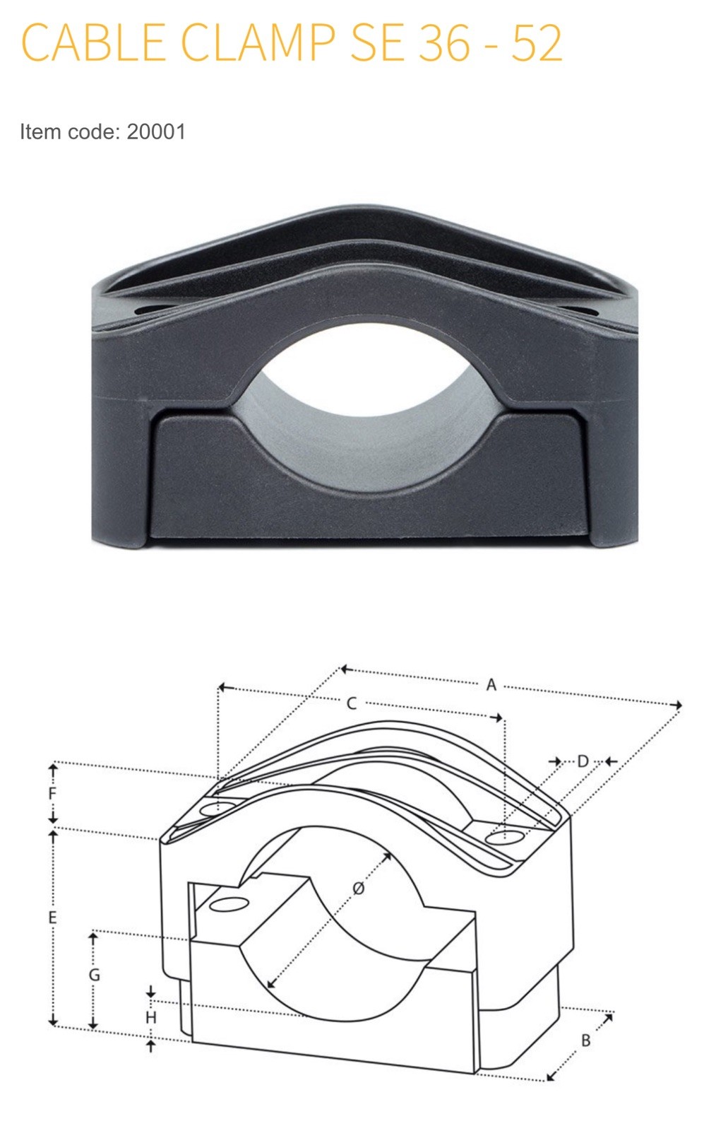 DUTCHCLAMP SE TYPE 35-52 Single Way Cable Cleats Dutch Clamp