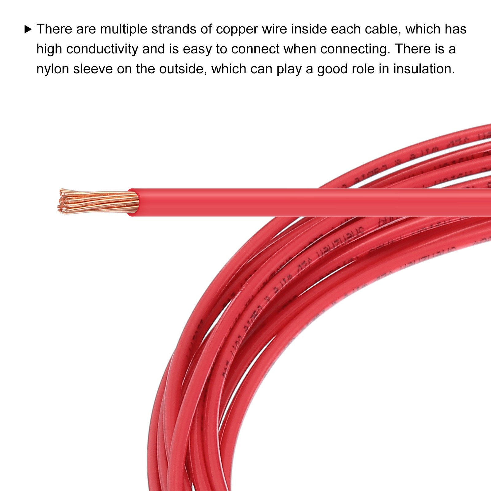 25 Feet 14 AWG Gauge THHN Stranded Red Copper Building Wire 600V
