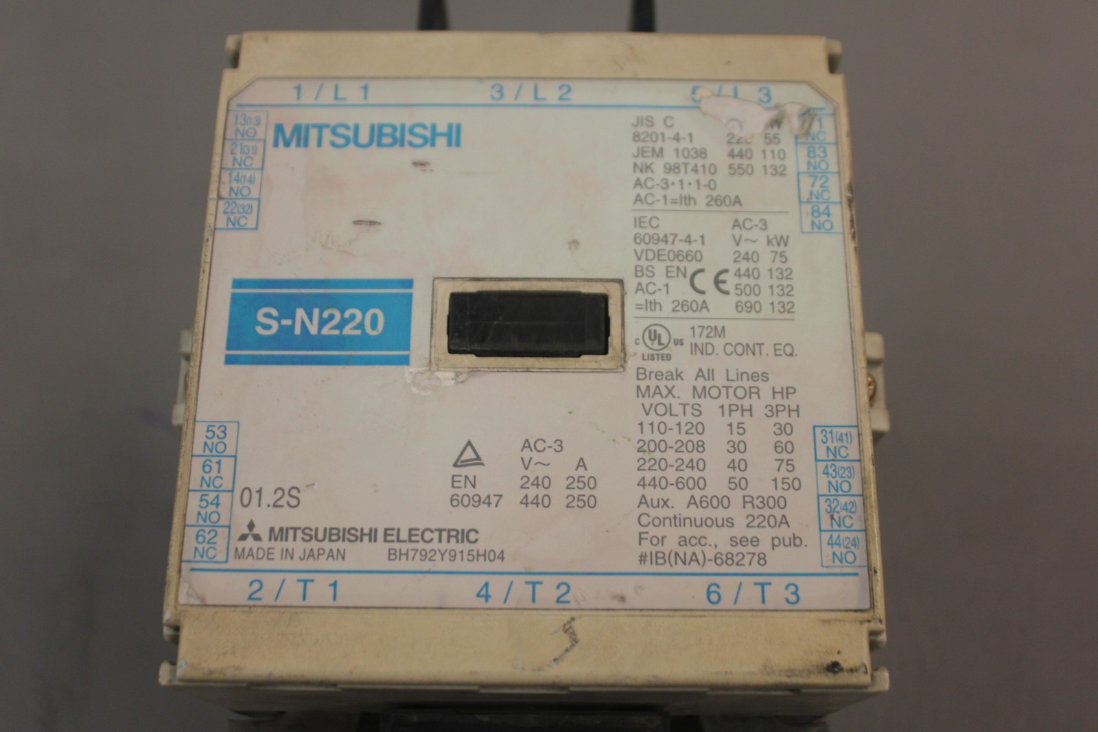 MITSUBISHI ELECTRIC MAGNETIC CONTACTOR S-N220