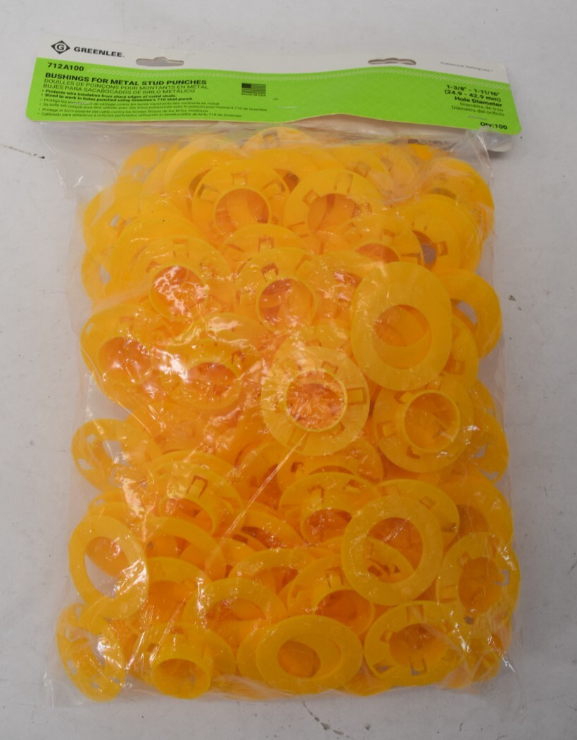 GreenLee Bushings For Metal Stud Punches Hole Making 1-11/32″ Yellow 712A100