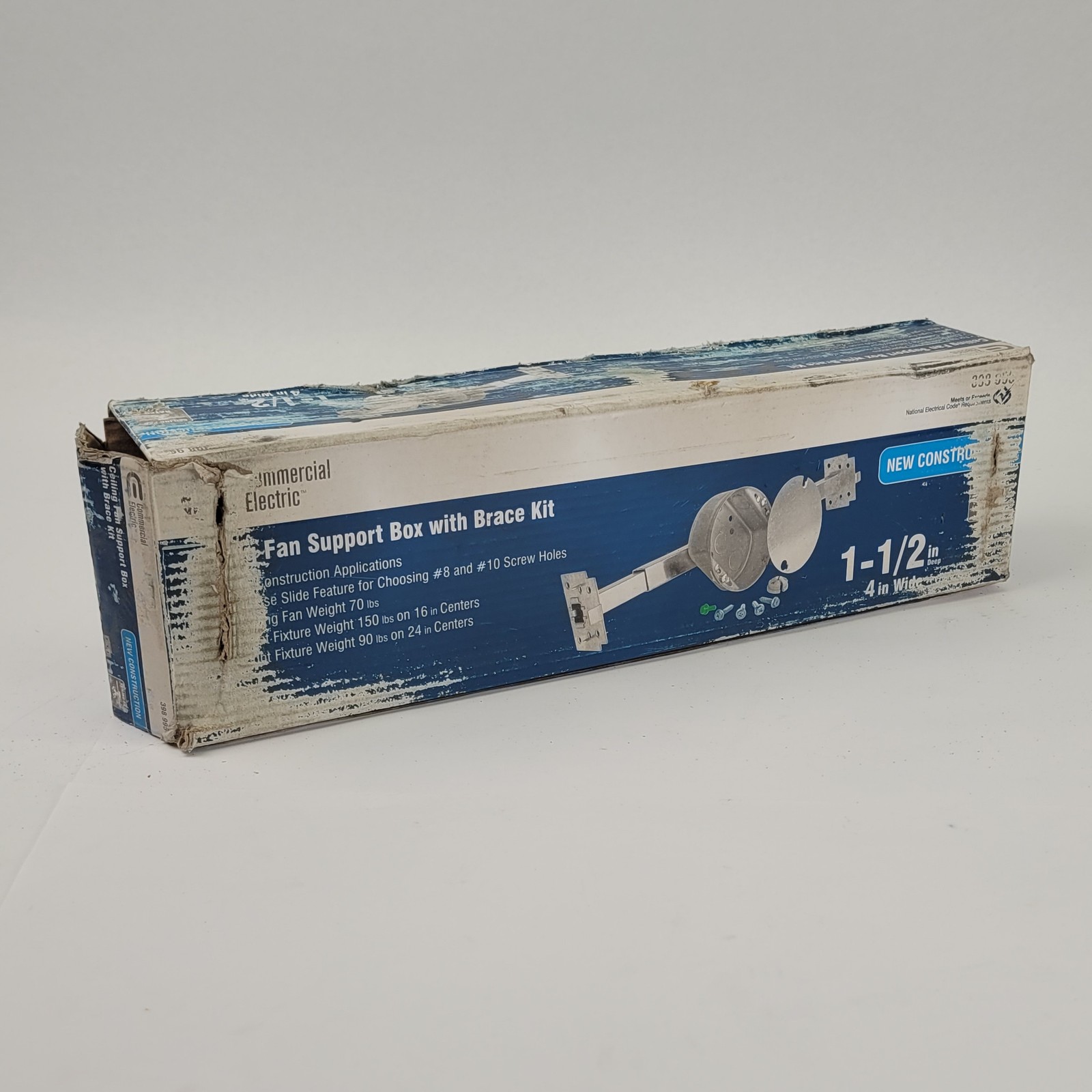 Commercial Electric CMB150NB Ceiling Fan Support Box With Brace Kit, 1 1/2″ Deep