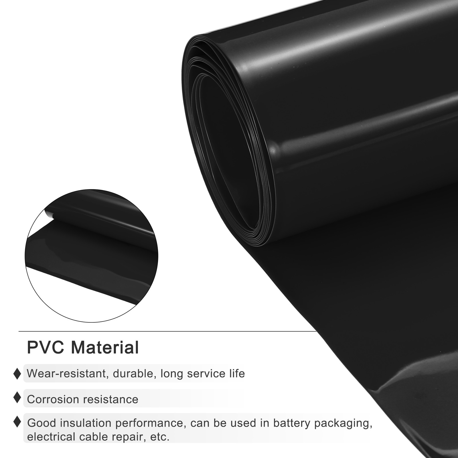 Battery Wrap Heat Shrink Tubing 191mm Dia 300mm Flat 8 Feet, Black