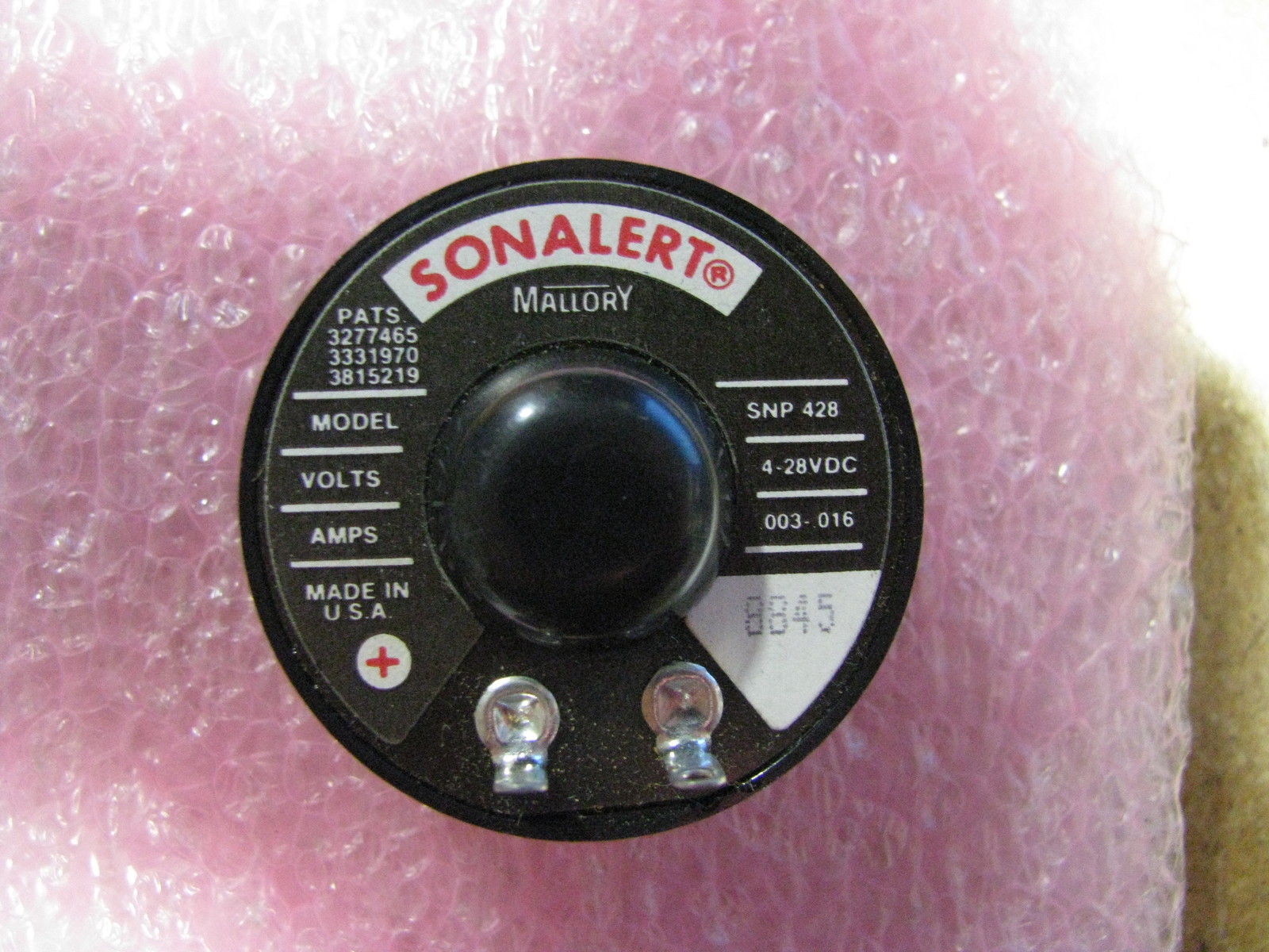 SONALERT MALLORY BUZZER # SNP428 NSN: 6350-01-043-9147 4-28VDC