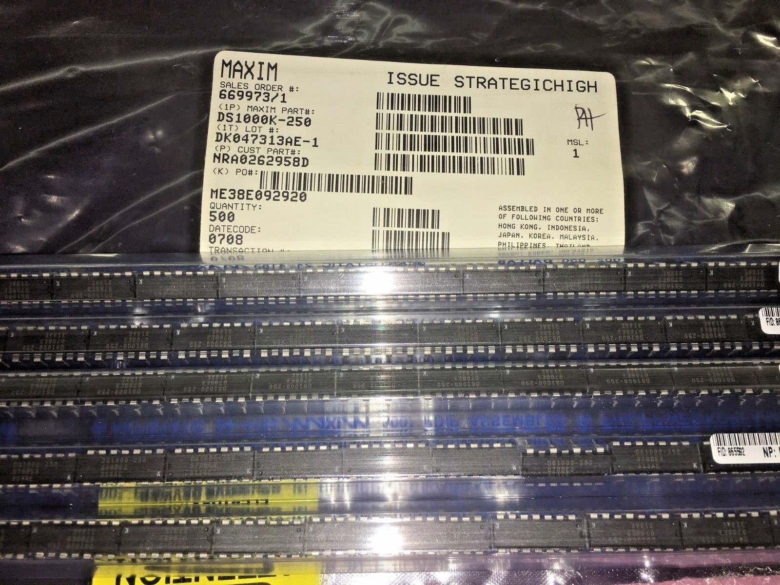 (10 PIECE LOT) DS1000K-250, Active Tapped Delay Line 5 TAP 1-IN 50ns ABS 250ns