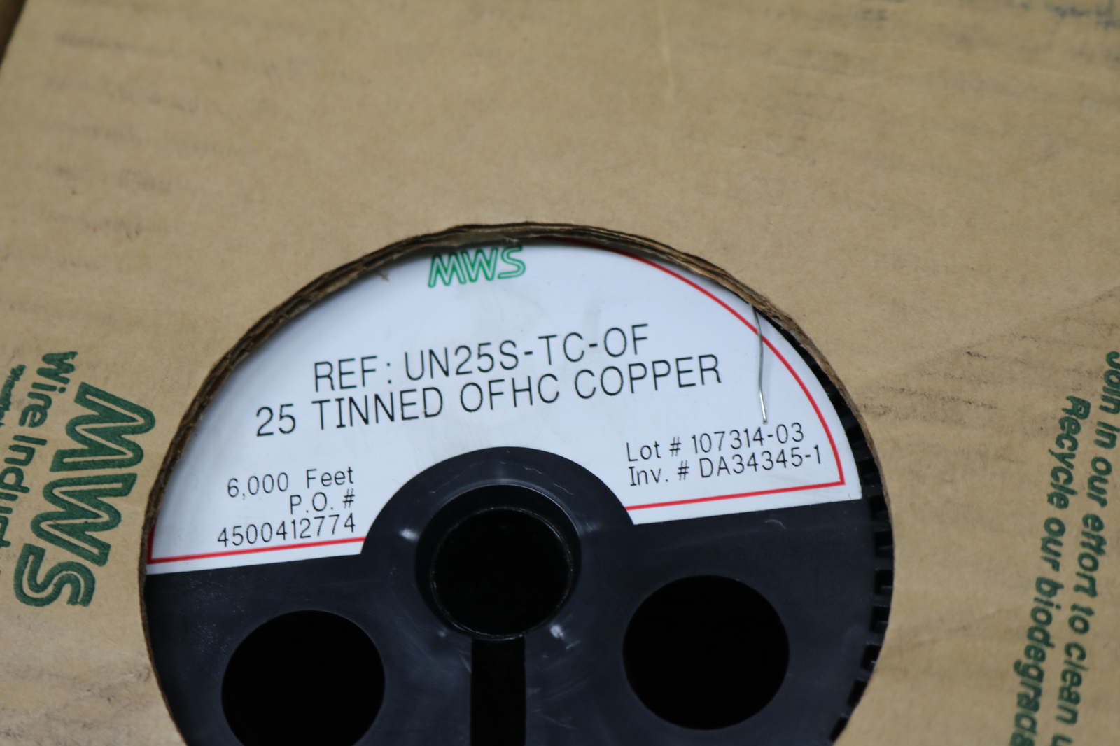 6000′ 25AWG (.0179) Tinned OFHC Copper Wire UN25S-TC-OF Oxygen Free High Thermal