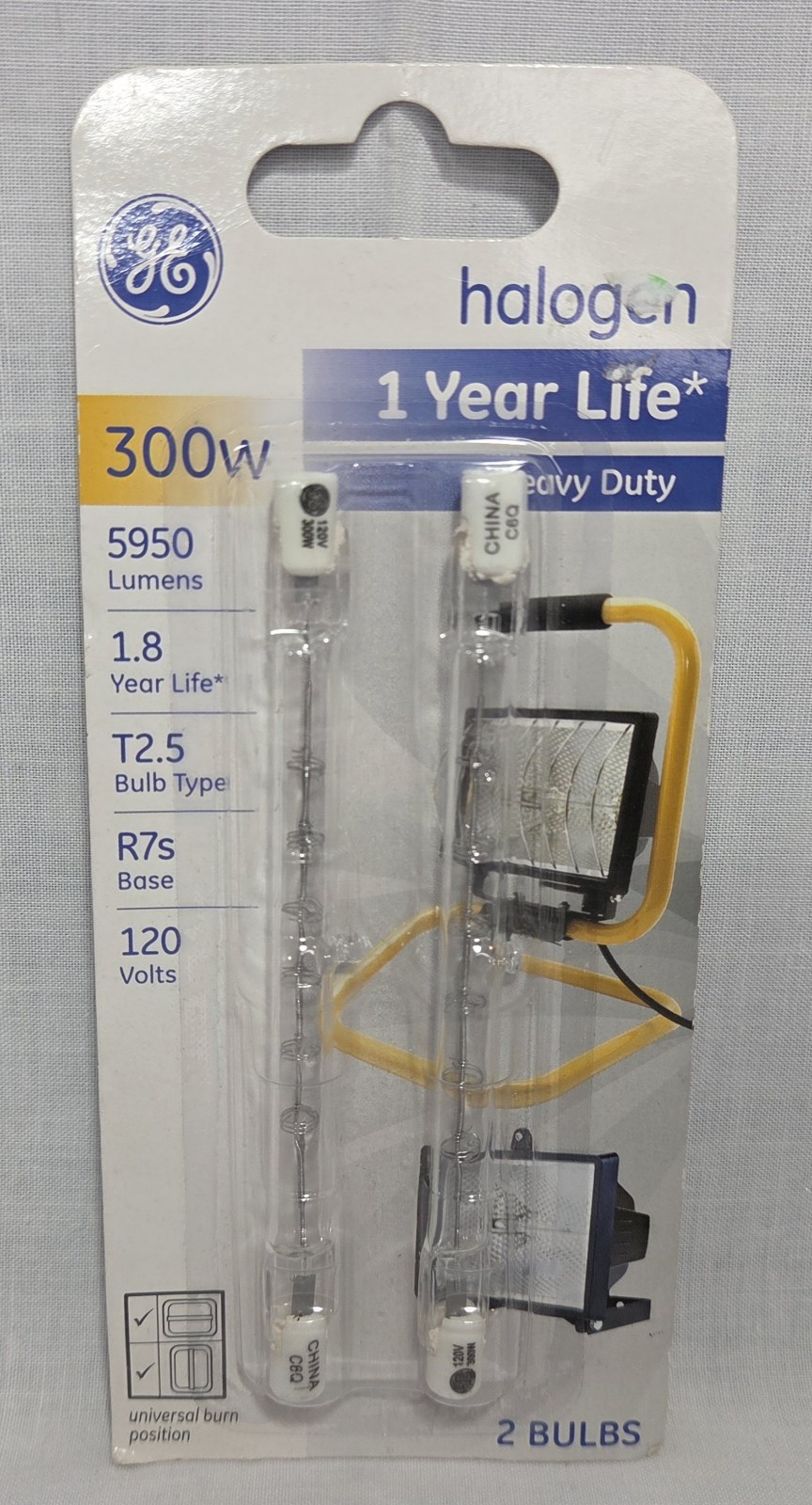 GE Lighting New 2-Pk 300-Watt Quartz Line Halogen Heavy-Duty Lamps