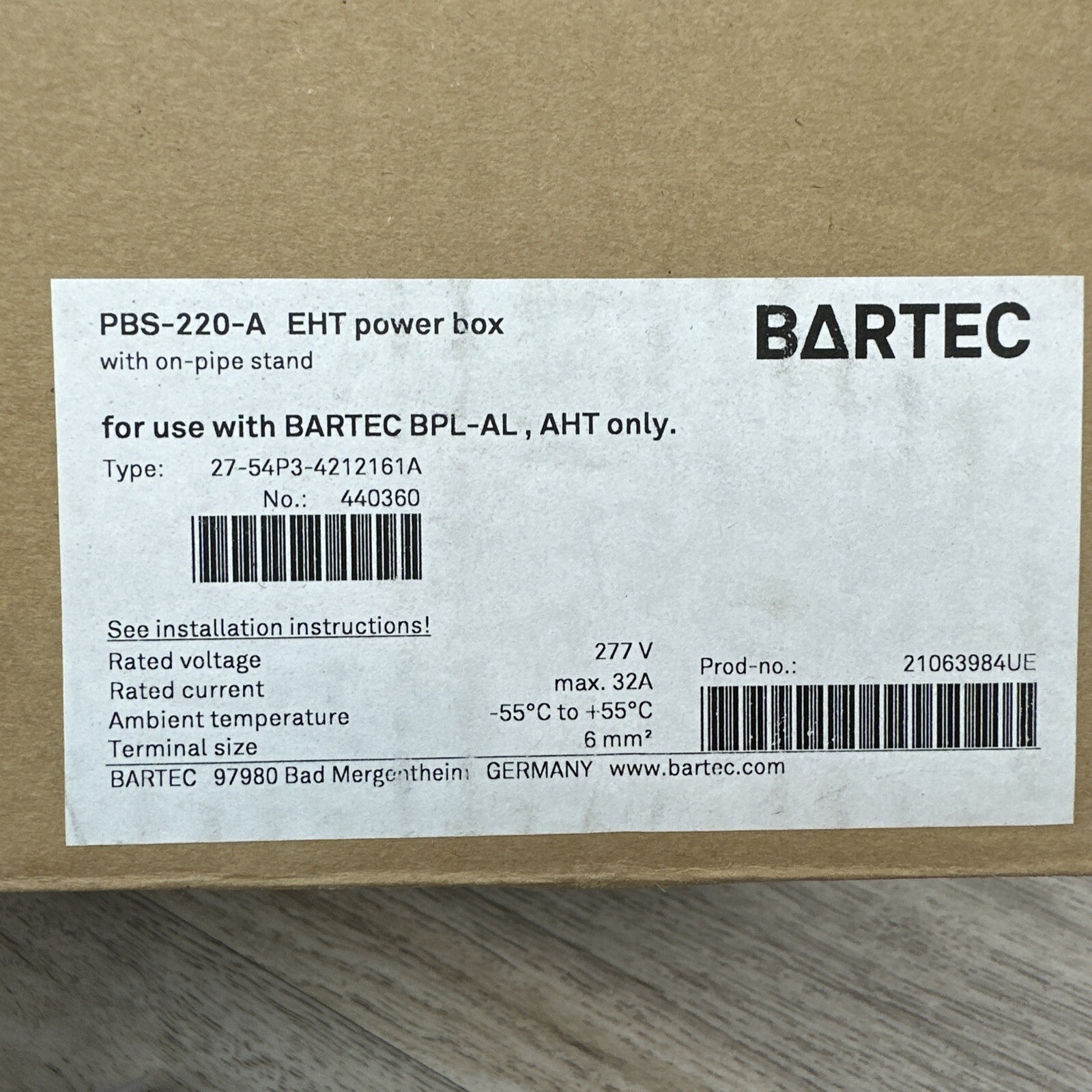 Bartec Junction Power Box PBS-220-A10 Electric Trace Heating System Brand New