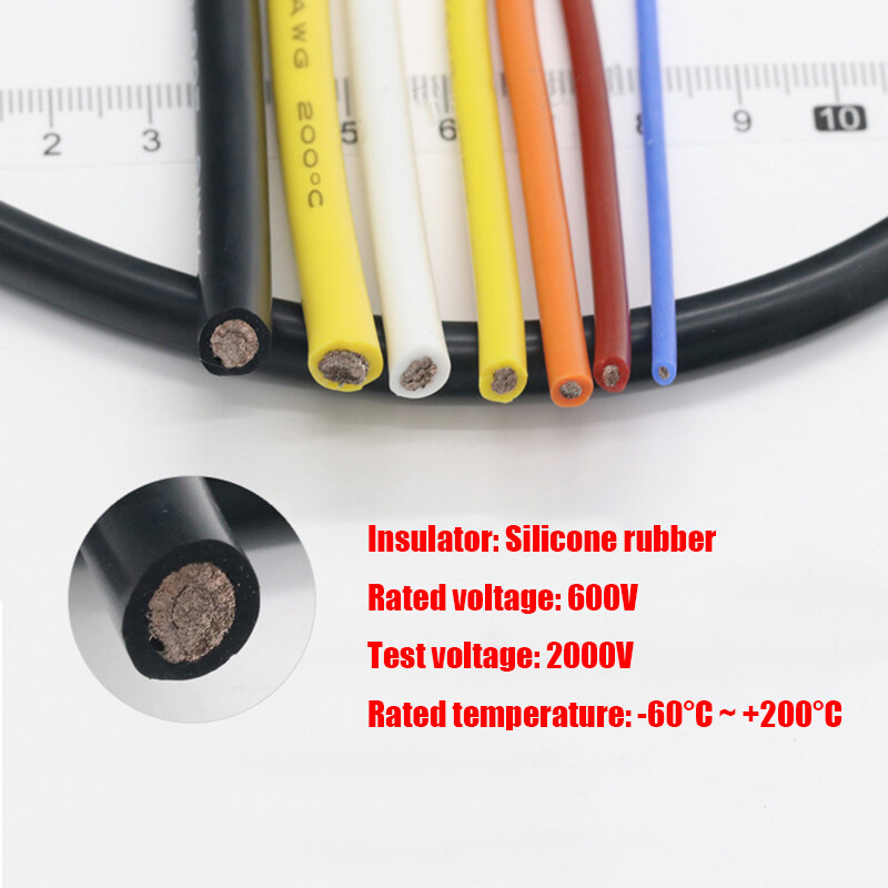 1/5M Flexible Soft Tinned OFC Copper Silicone Wire RC Cable ROHS UL 2AWG – 30AWG