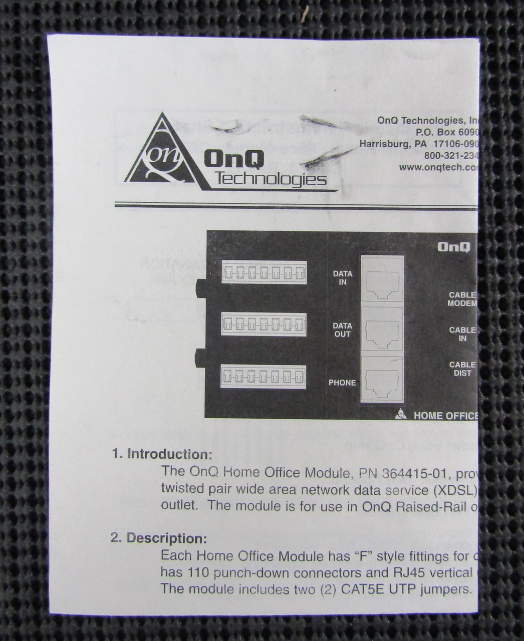 ONQ 364415-01 CAT5E ED-D 4101 YCO100 HOME OFFICE MODULE – NEW IN BOX