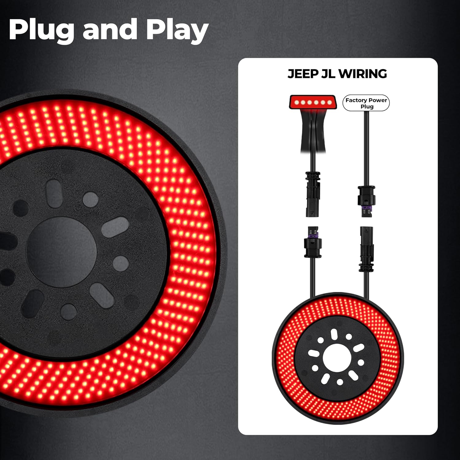 2018-2025 Jeep Wrangler JL JLU Spare Tire Brake Light 405 LEDs Super Bright