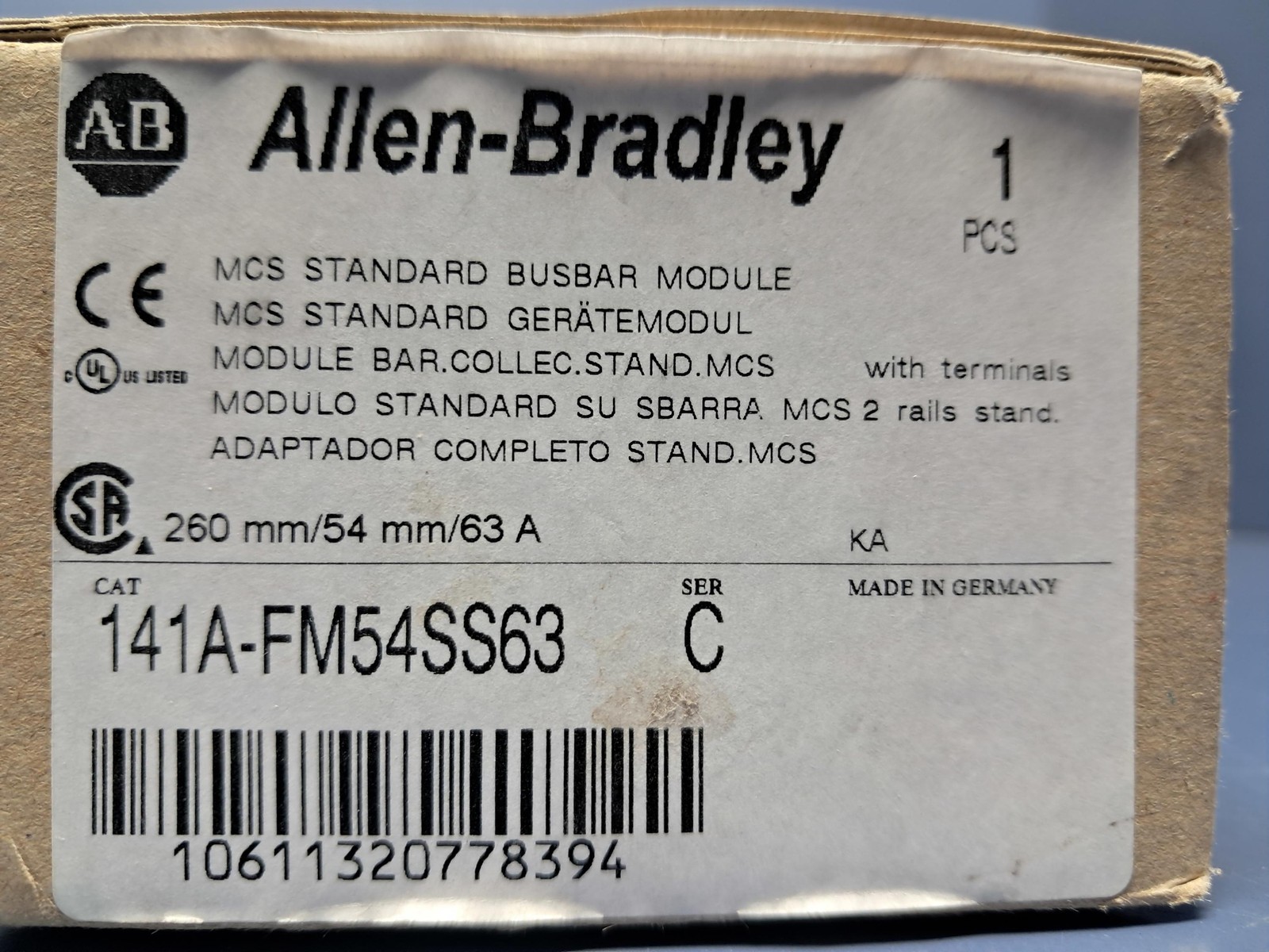 Allen-Bradley 141A-FM54SS63 MCS Standard Busbar Module with Terminals