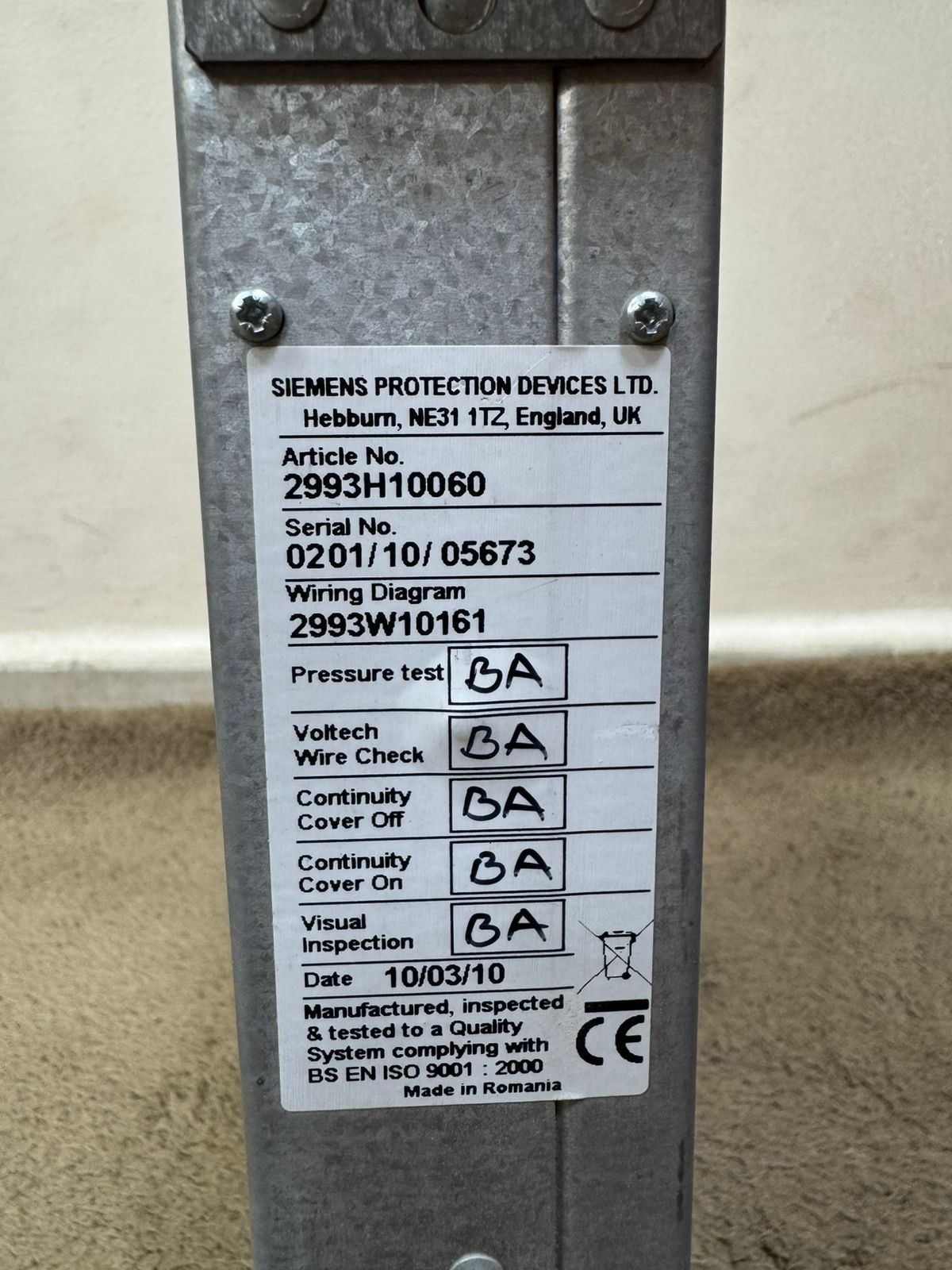 Siemens / Ancillary Equipment 2RMLG 01 / 2993H100 60 / 7XG2220-1AA00-0AA0