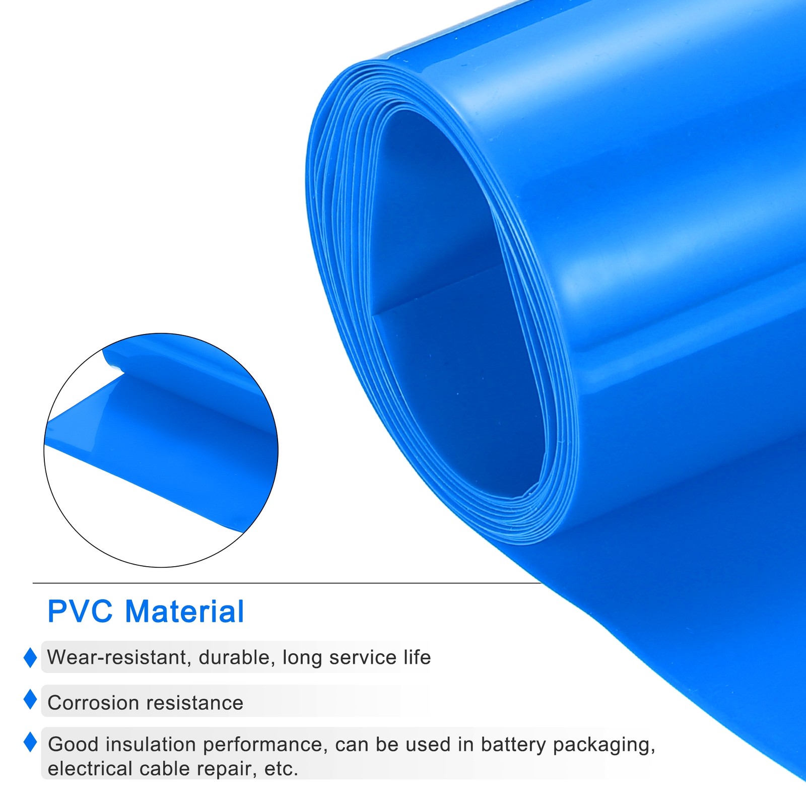 Battery Wrap Heat Shrink Tubing 70mm Dia 110mm Flat 8 Feet Blue