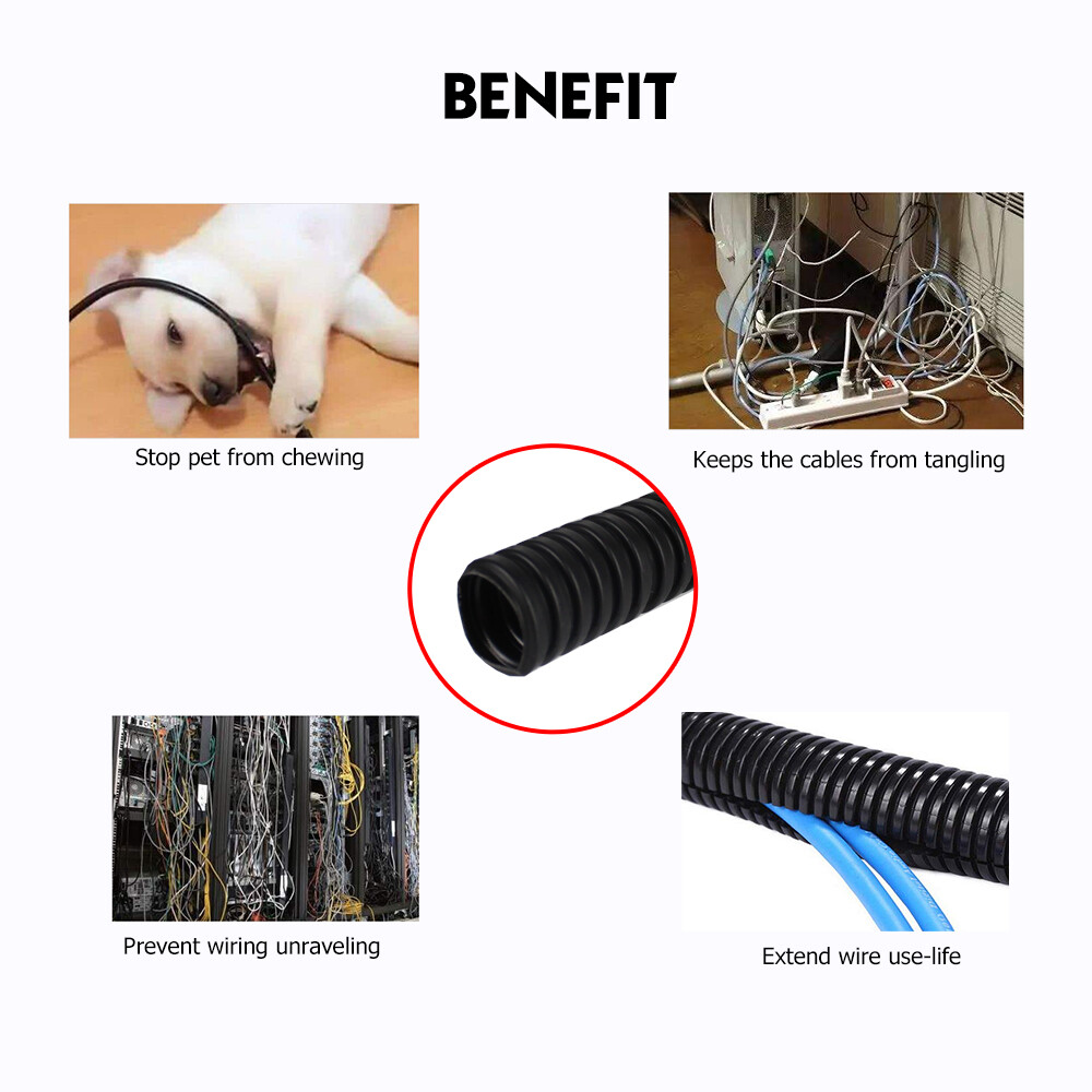 Flexible Conduit Split Wire Loom Corrugated Electrical Car Wire Cable Protection