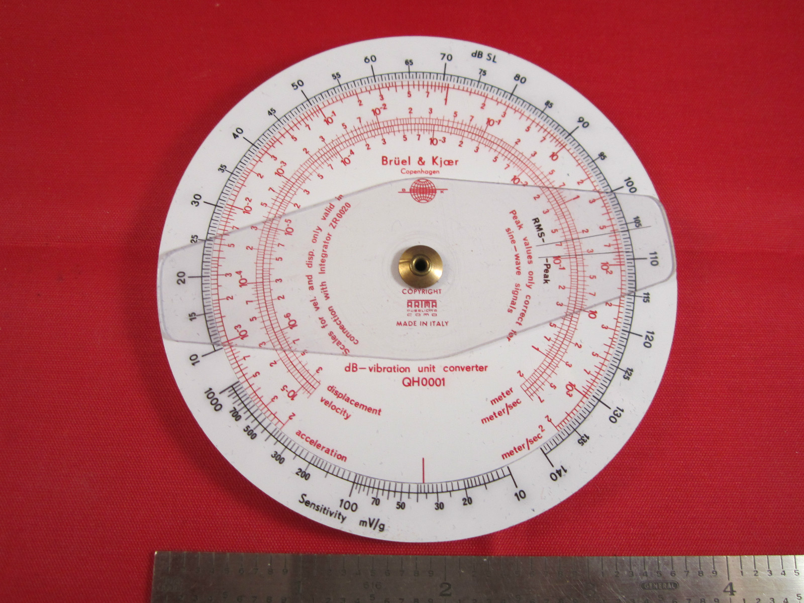 BRUEL KJAER QH0001 ITALY RULER ACCELEROMETER VELOCITY DISPLACEMENT CALCULATOR #2