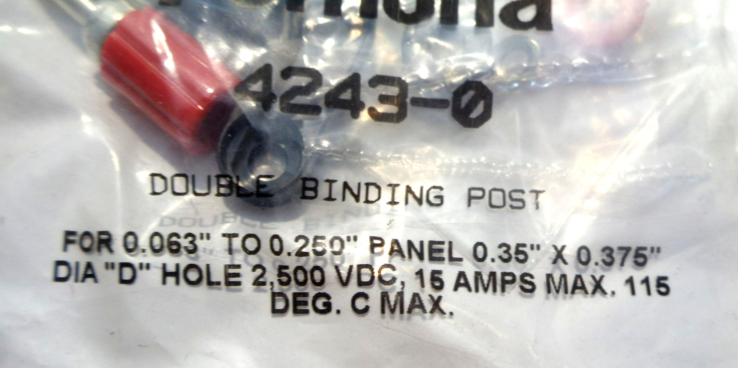 One New Pomona 4243-0 Double Binding Post For 0.063” To 0.250” Panel 2500VDC 15A