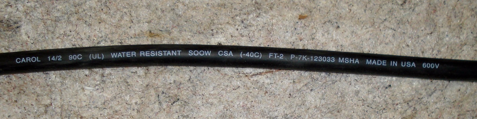 CAROL FT-2 P-7K 123033 14/2 SJOOW 600V 14 AWG, 2 CONDUCTOR NEW 50′ LENGTH