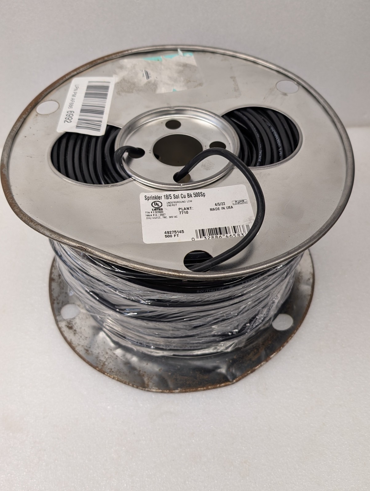 500 Ft. 18/5 Black Solid Copper Direct Burial Sprinkler Wire, Southwire 49275145