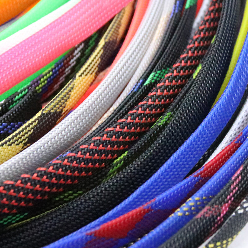 12mm Width Coloured PET Expandable Braid Sleeving Cable Wire Sleeve Sheath Dense