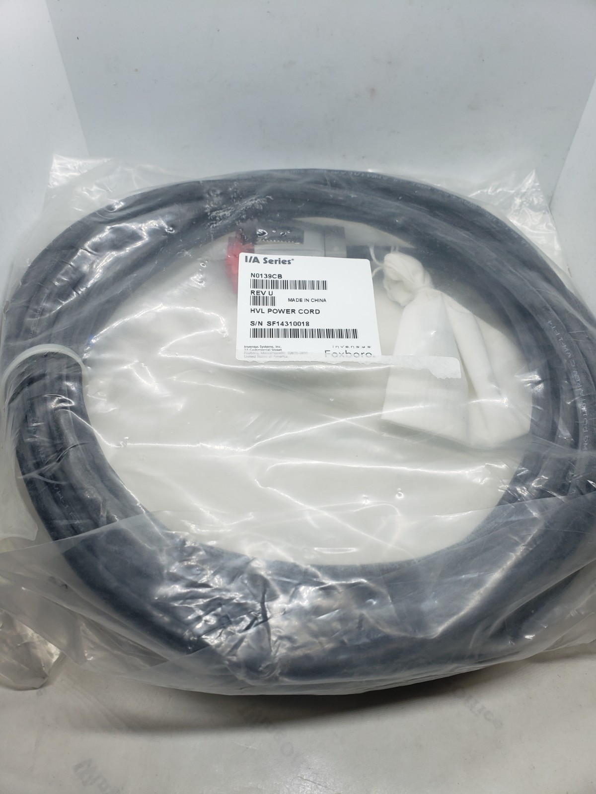 FOXBORO N0139CB POWER CABLE 15ft LONG 105c, NIB