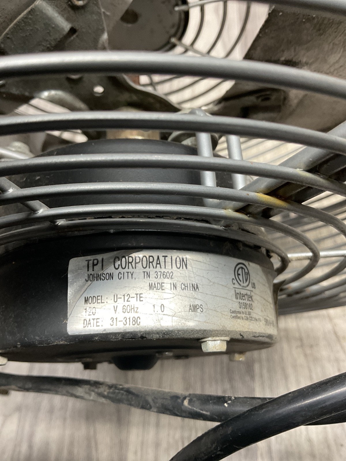 TPI Industrial Mounted Workstation Fan U-12-TE #4020B121PR3