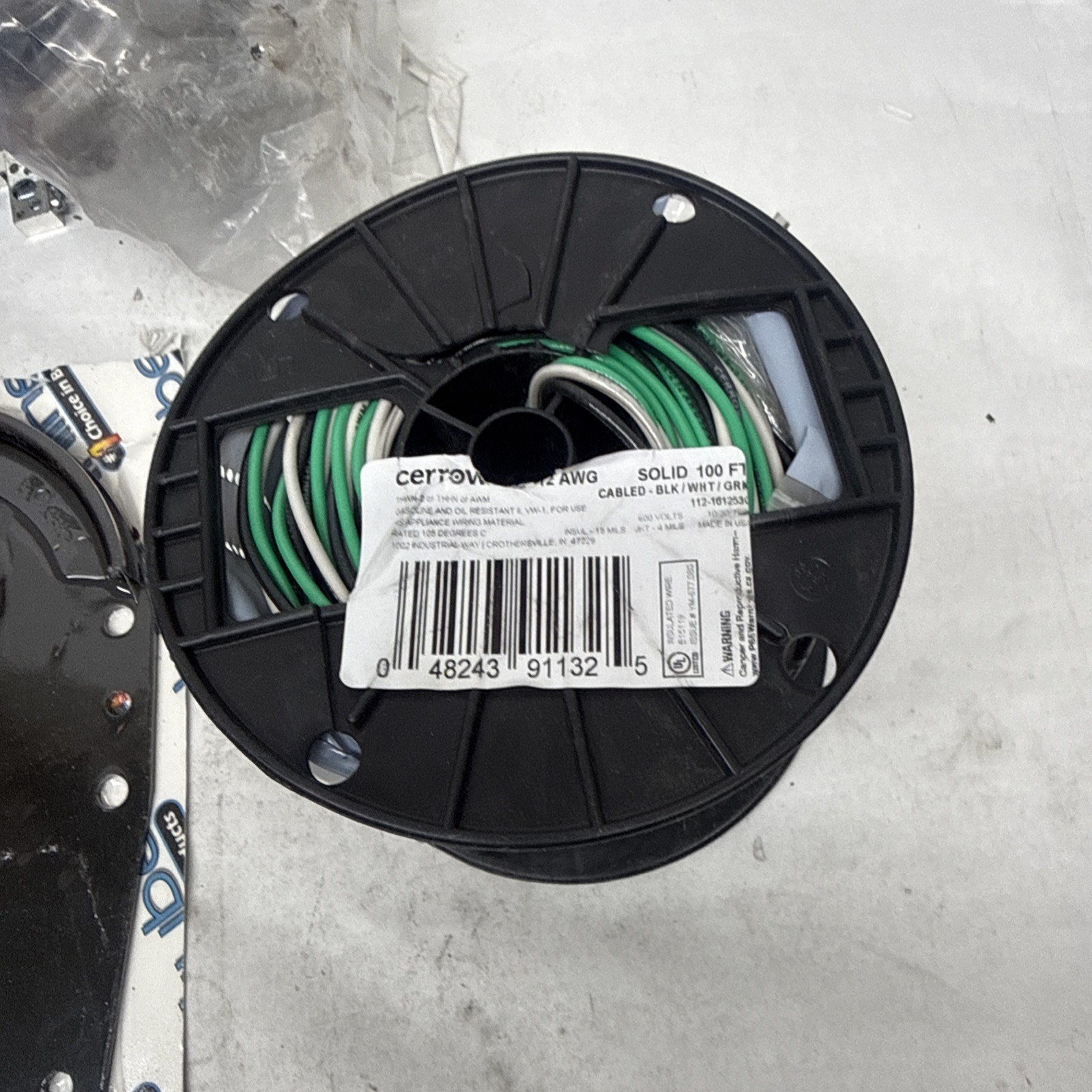 Cerrowire Tri-Wire 100 ft. 12/3 Solid CU THHN Black White Green Heat Resistant