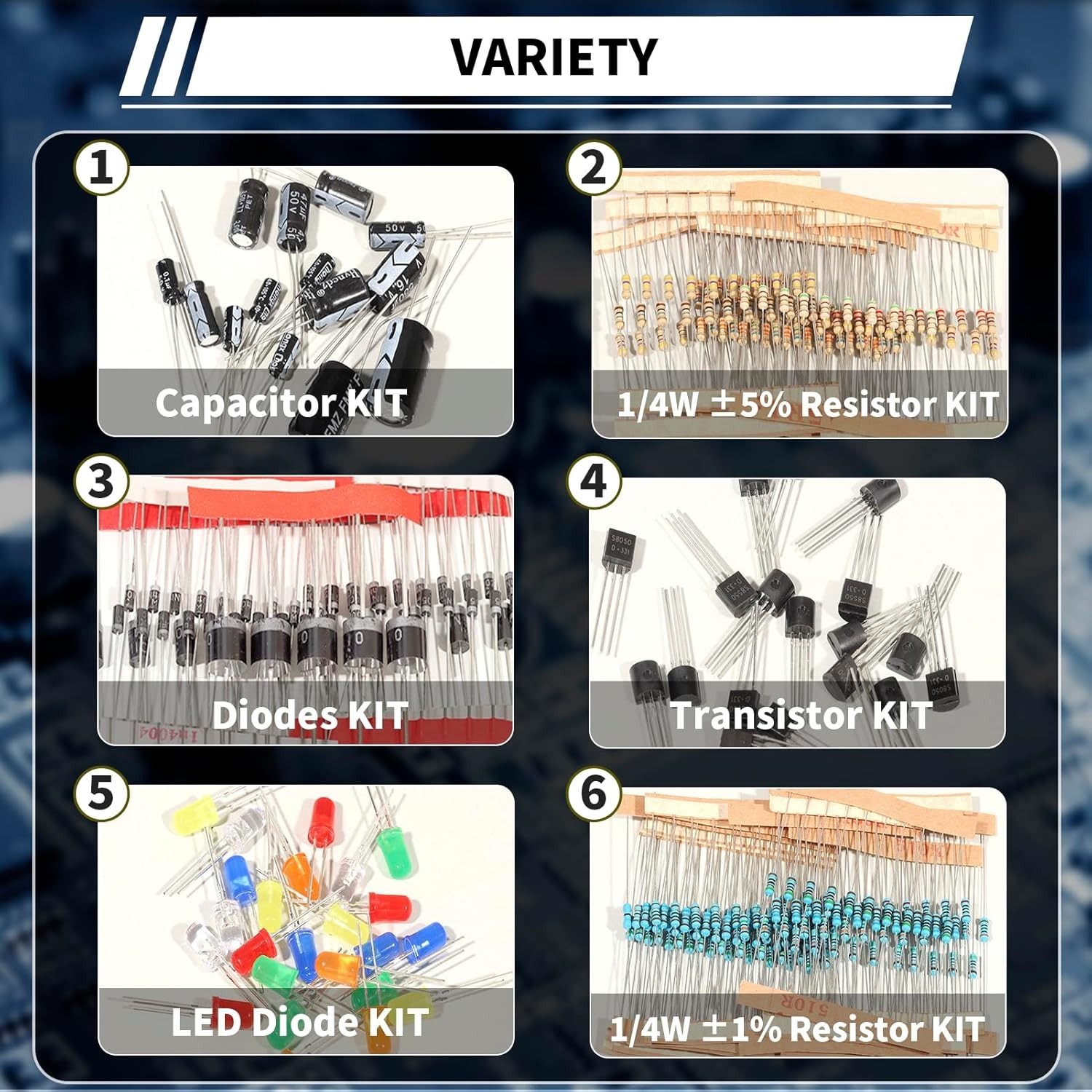 1910Pcs Electronic Components Kit for DIY Projects with Resistors and Capacitors