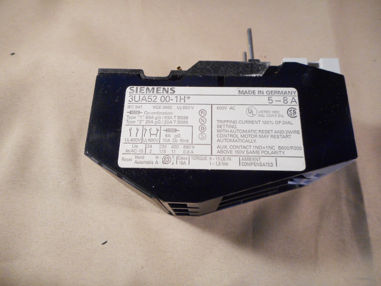 SIEMENS 3UA5200-1H Overload Relay