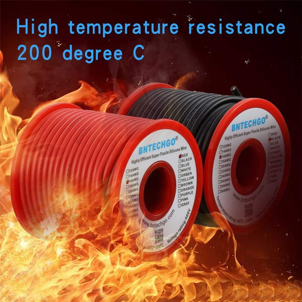 16 Gauge Silicone Wire Spool Red and Black Each 50Ft Flexible 16 AWG Stranded Ti