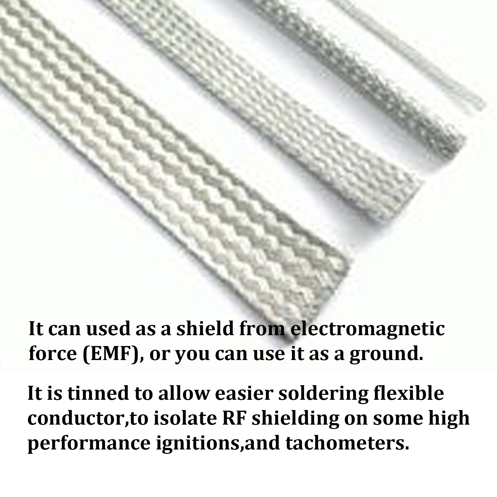 Tinned Pure Copper Wire Shielding Cable Sleeving Ground Strap Electric Wiring