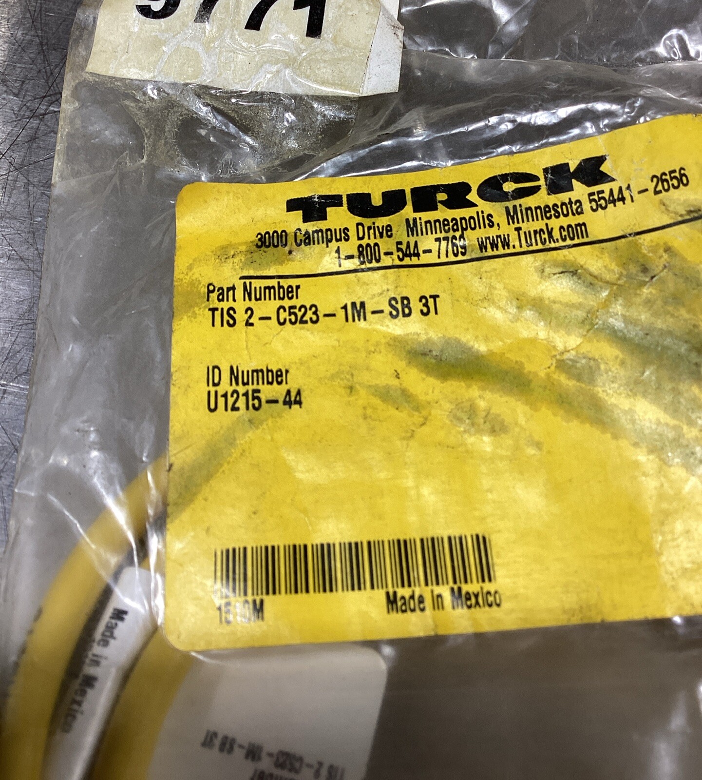 TURCK TIS 2-C523-1M-SB 3T SOLENOID QUICK DISCONNECT W/ LED