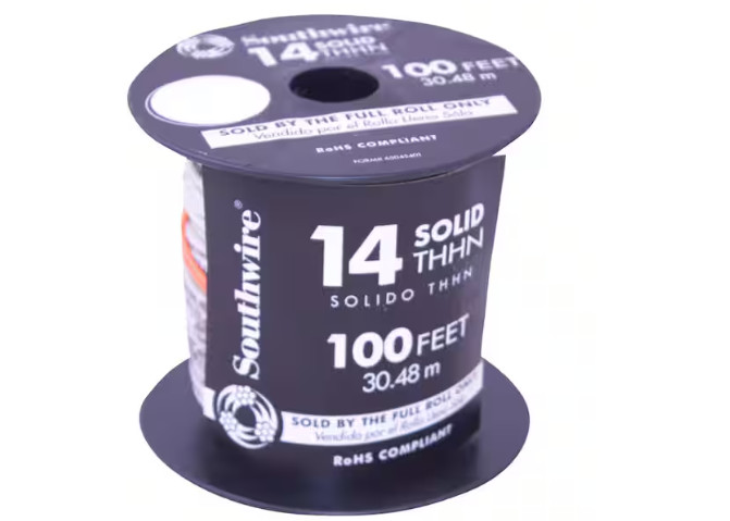 Southwire 100 ft. 14 White Solid CU THHN Wire
