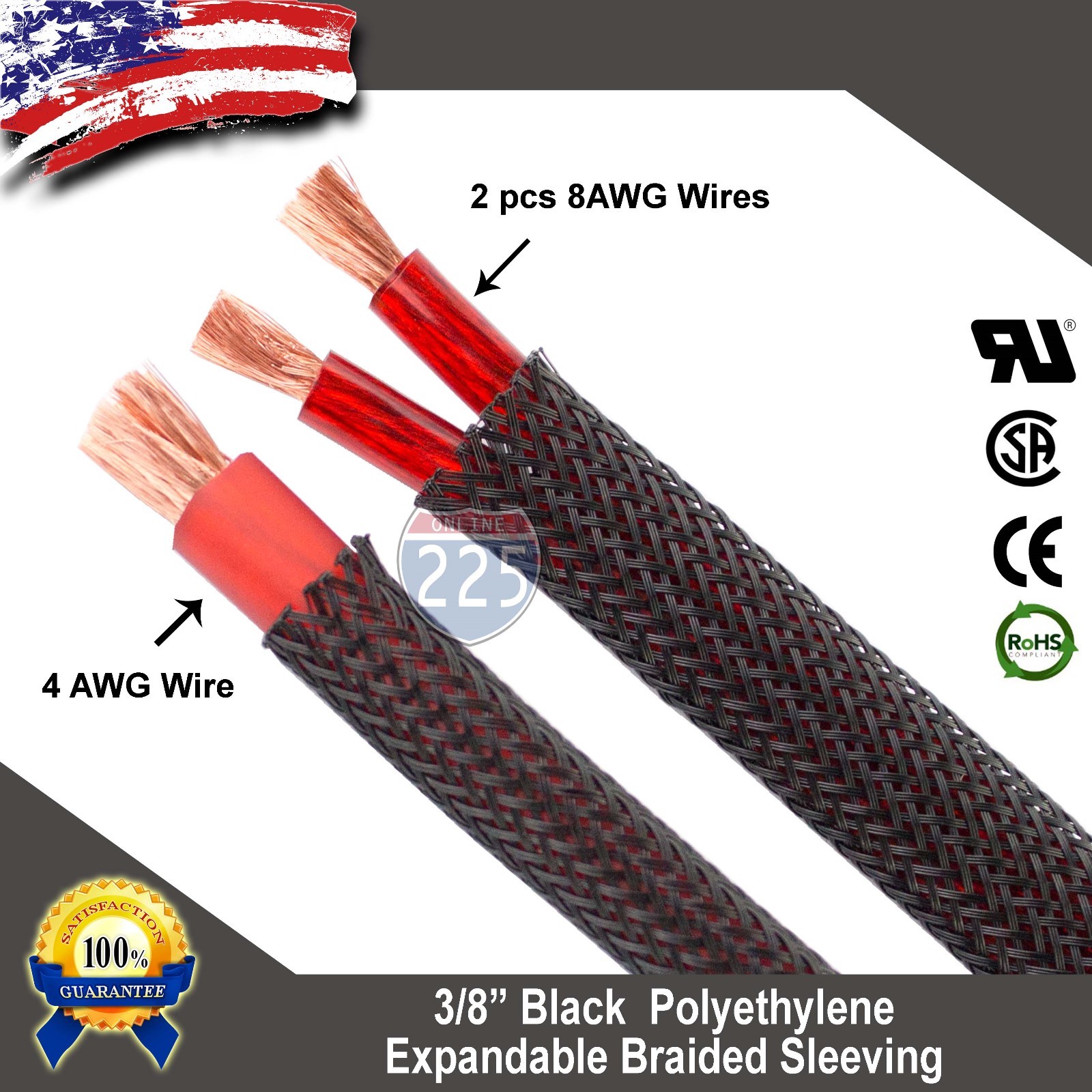 10 FT 3/8″ Black Expandable Wire Cable Sleeving Sheathing Braided Loom Tubing US