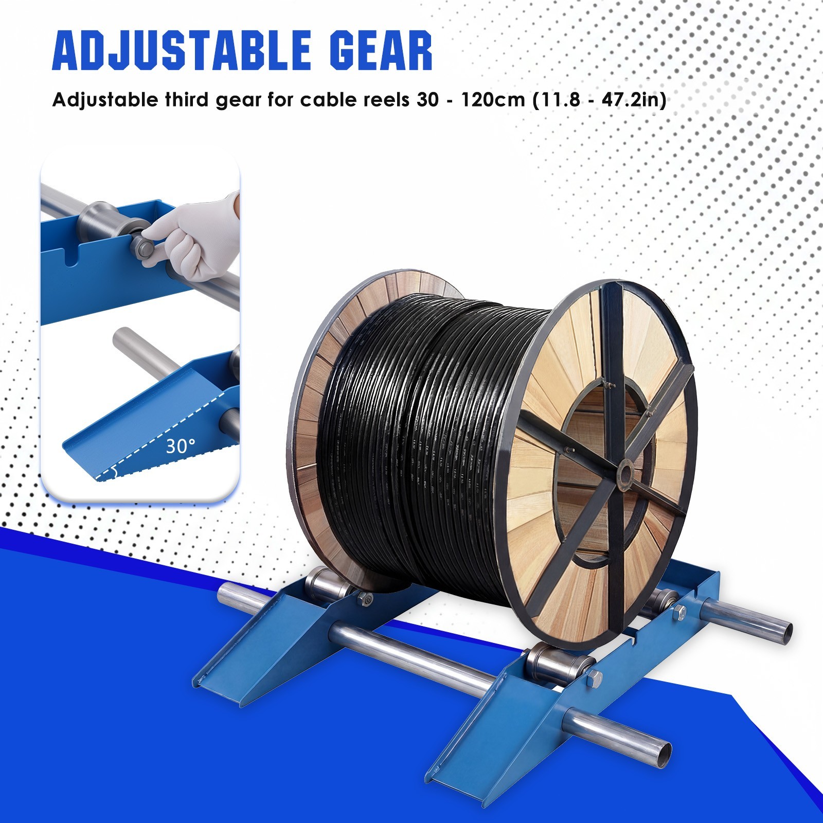 Wire Cable Reel Roller Stand 3307 LBS Commercial Industrial Steel Wire Dispenser