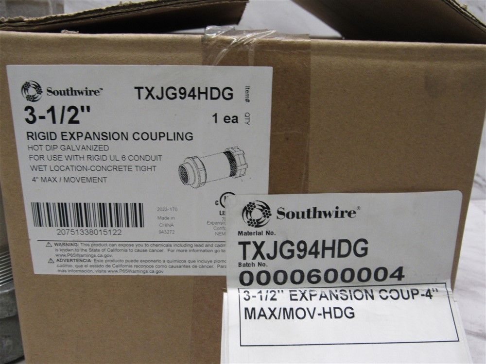 Topaz Expansion Joint Conduit Fitting Internal Ground 3-1/2″ Coupling TXJG94HDG