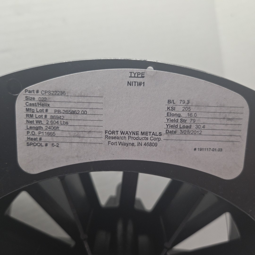 Super Elastic Nitinol .022 2604ft