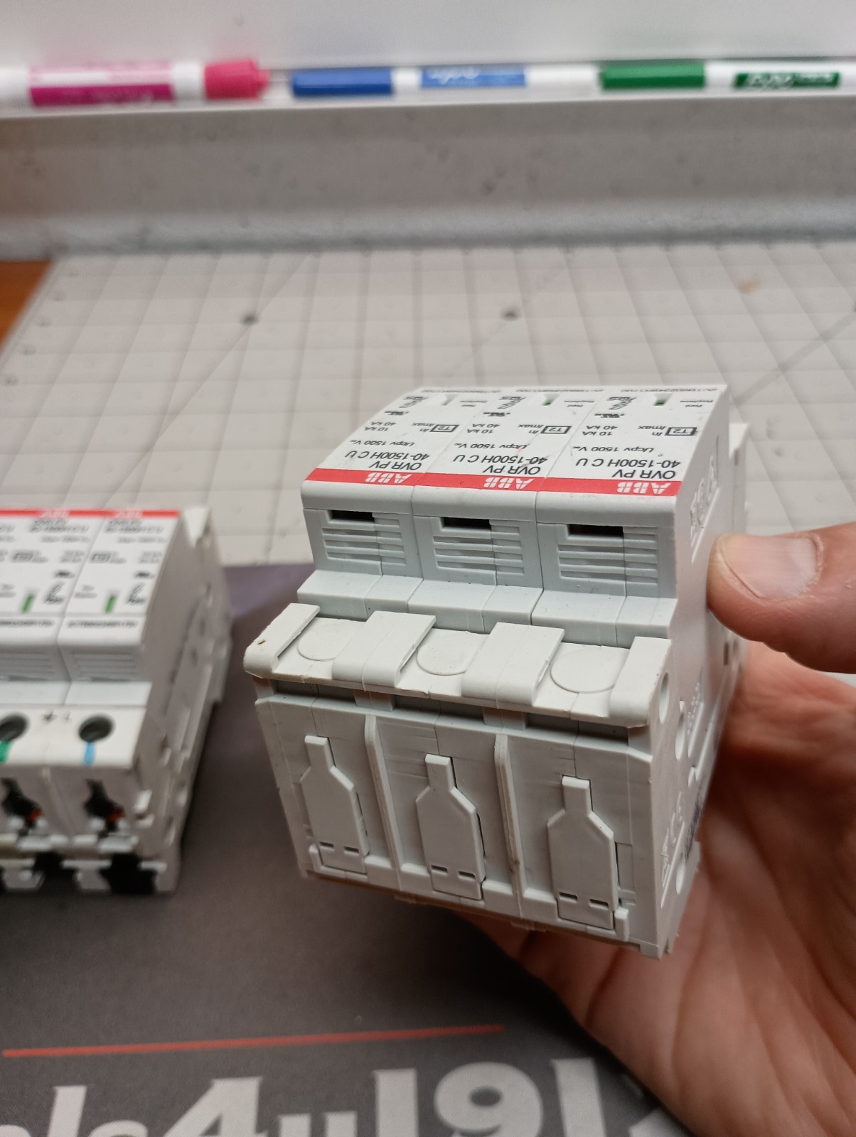 ABB OVR PV 40-1500H CU 3-Pole Surge Suppressor Block of 3 and Bottom Carrier