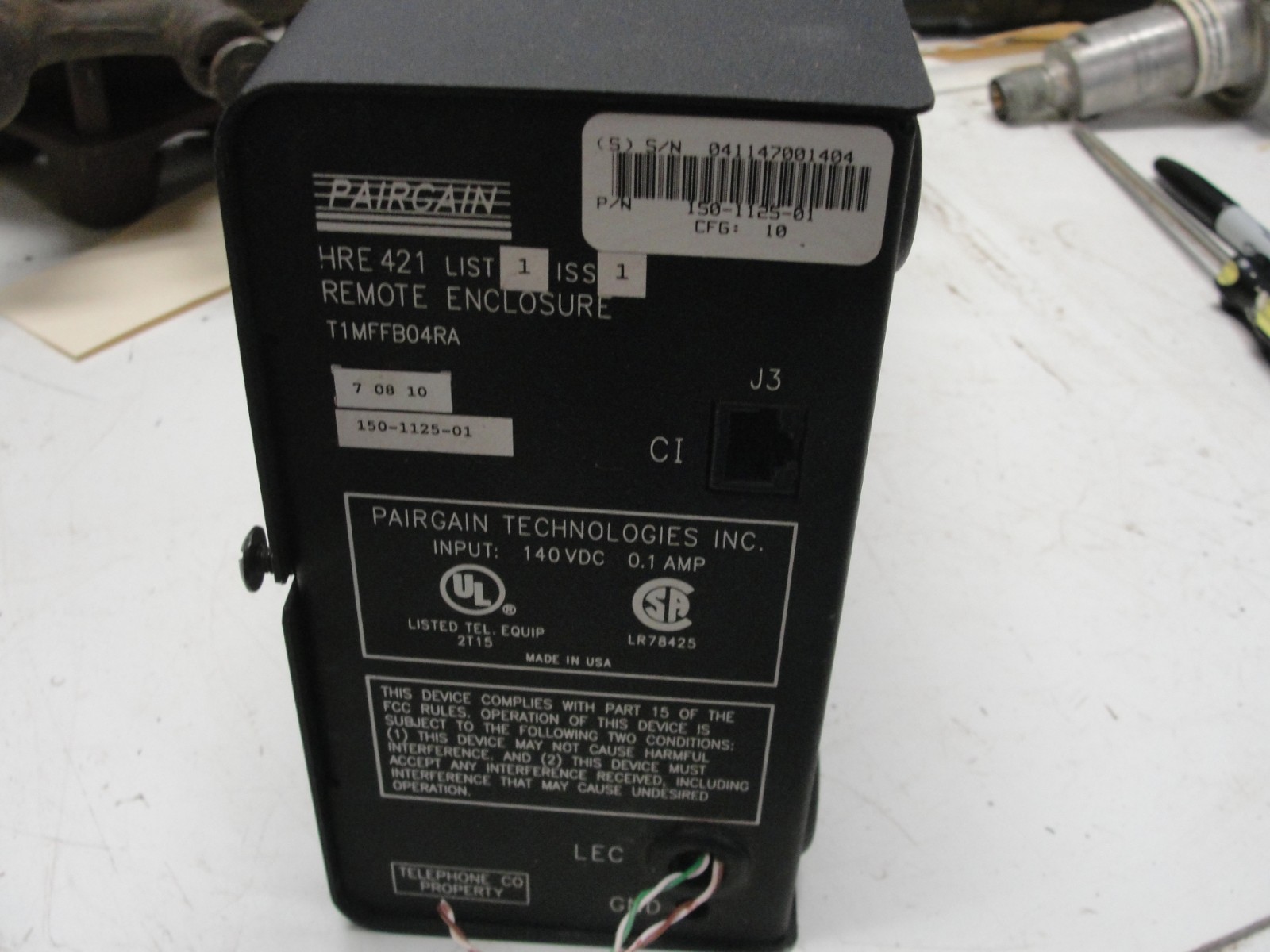 Pairgain enclosure HRE 421 150-1125-01 + Higain HRU 412 + Troncom DTWA 528-04