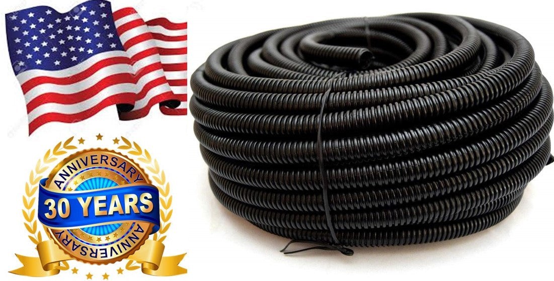 ASLT12-20 20′ 1/2″ 10mm Split Wire Loom Conduit Polyethylene Corrugated Tubing