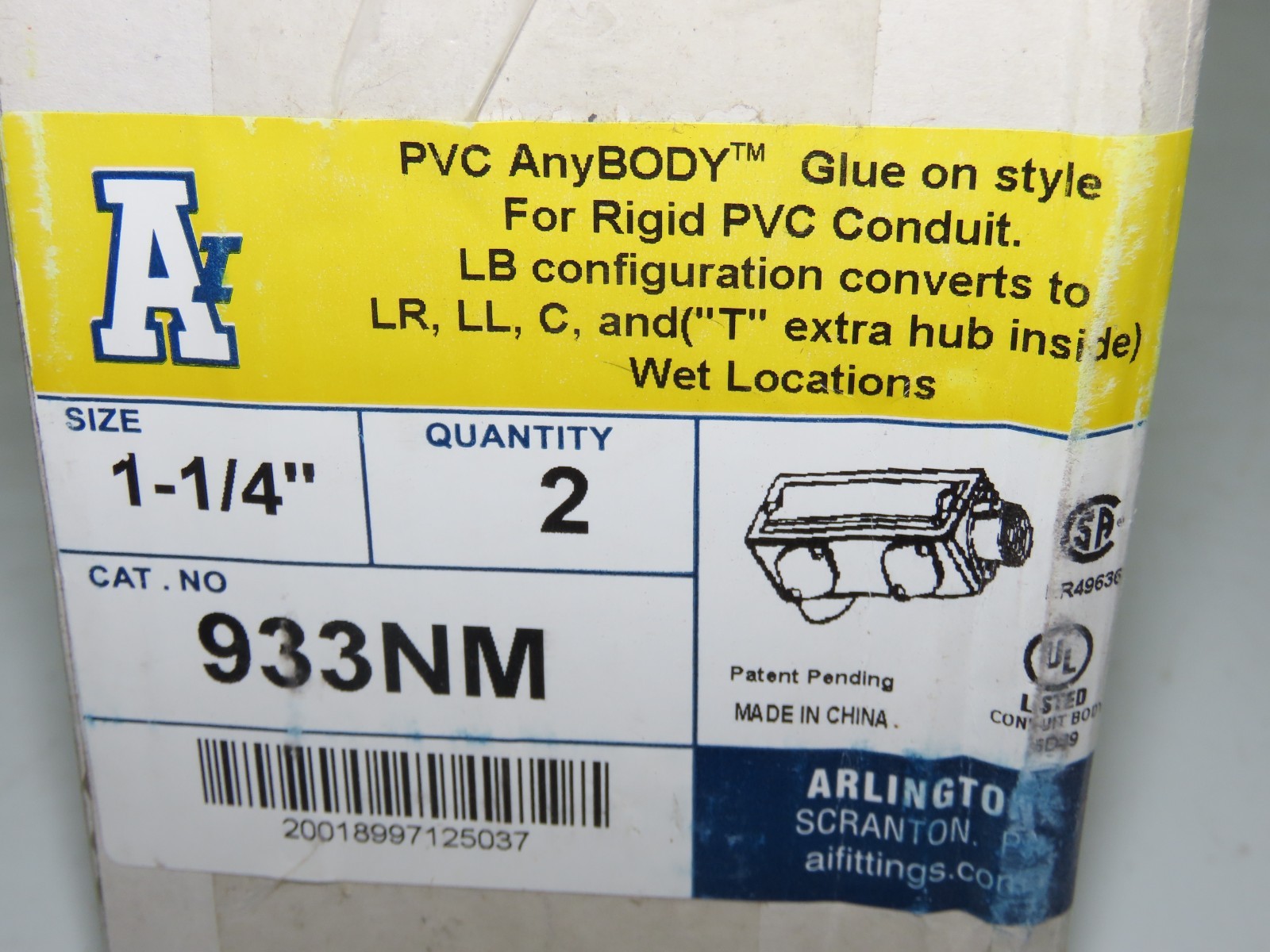 ARLINGTON 933NM PVC ANYBODY GLUE ON STYLE 1-1/4″ (Pack of 2)