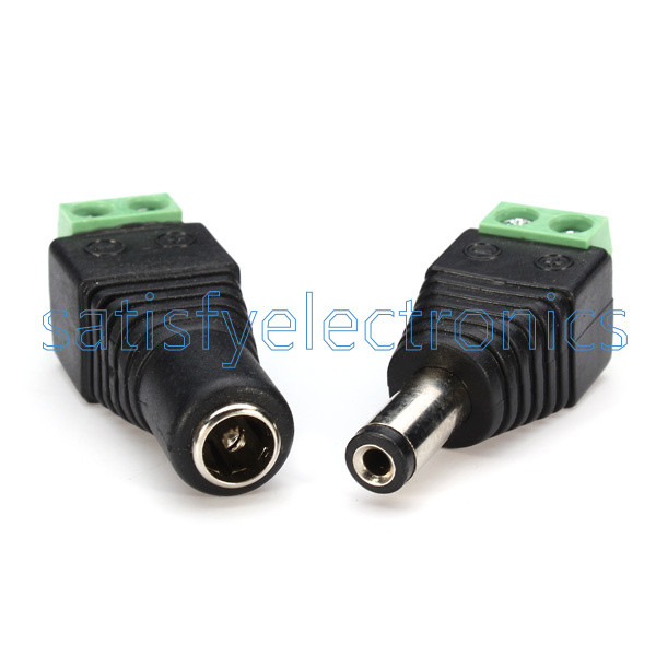 10Pairs Male Female 2.1×5.5mm DC Power Plug Jack Adapter Connector for CCTV