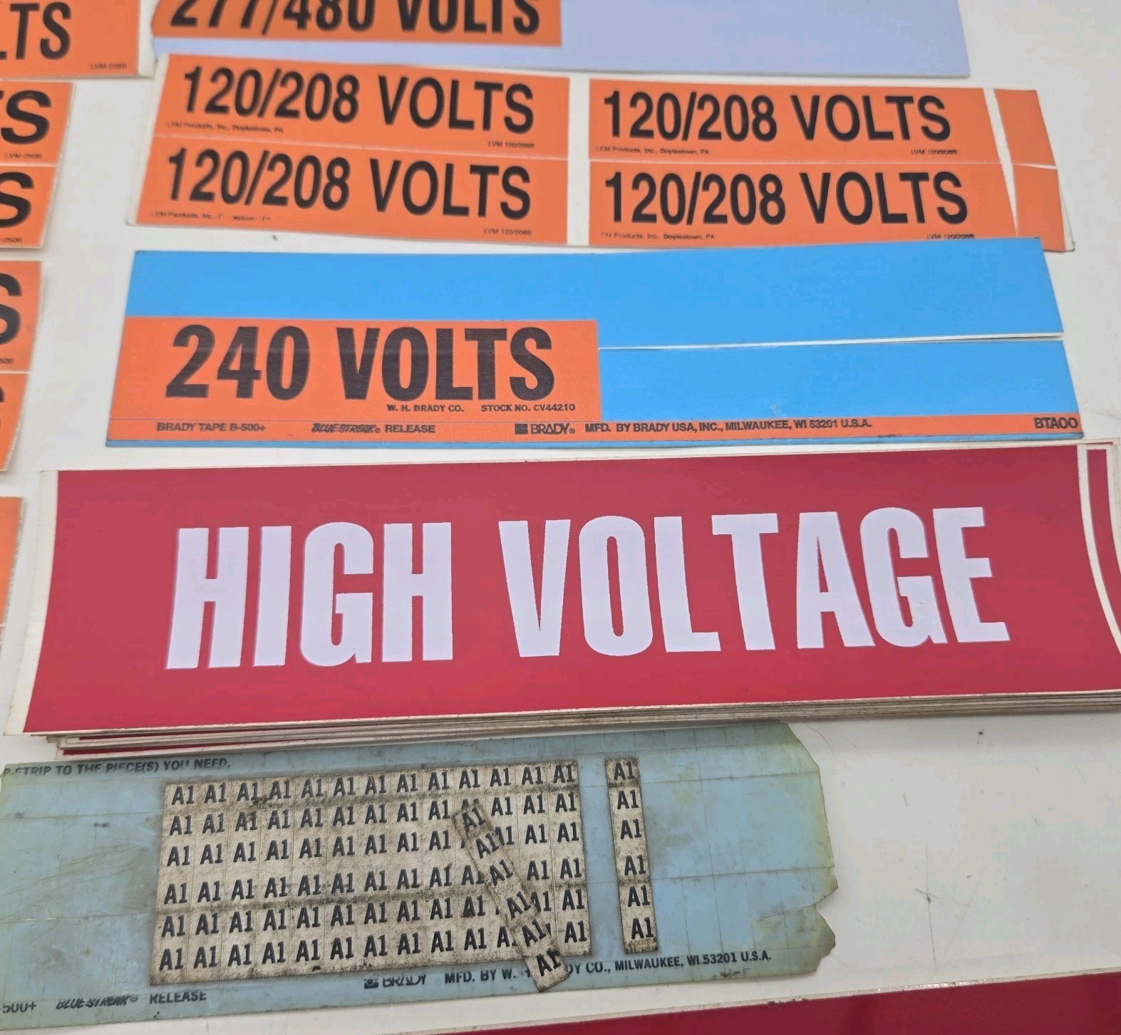Vintage Brady Electrical Wire Marker Lot Conduit Voltage Labels High Voltage (82